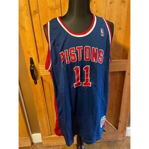 Men's 58 Mitchell and Ness Isiah Thomas 11 Blue Red Hardwood Classics Jersey 3XL